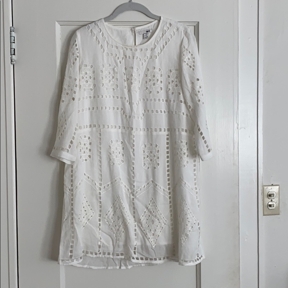 White MIDI Dress with Detail